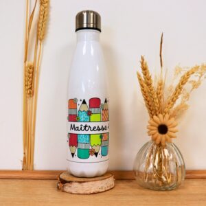 Gourde isotherme personnalisée avec prénom – cadeau maître ou maîtresse