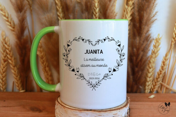Mug personnalisé atsem, cadeau de fin d’année scolaire – maîtresse, maître, nounou