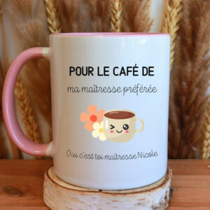 Mug personnalisé maîtresse, cadeau de fin d’année scolaire – maître, nounou, ATSEM