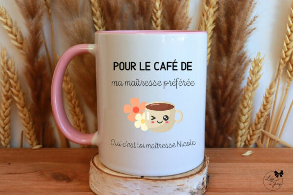 Mug personnalisé maîtresse, cadeau de fin d’année scolaire – maître, nounou, ATSEM