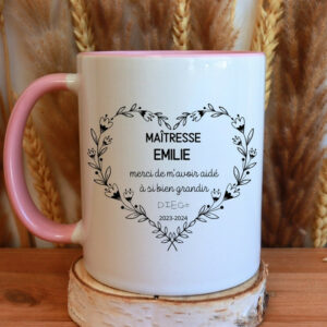 Mug personnalisé maîtresse, cadeau de fin d’année scolaire – maître, nounou, ATSEM