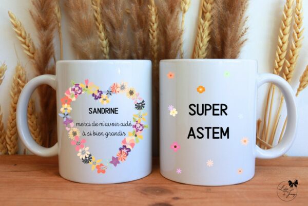 Mug personnalisé atsem, cadeau de fin d’année scolaire – maîtresse, maître, nounou