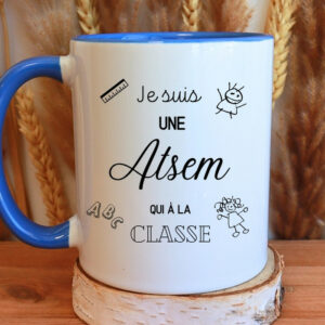 Mug personnalisé atsem, cadeau de fin d’année scolaire – maîtresse, maître, nounou