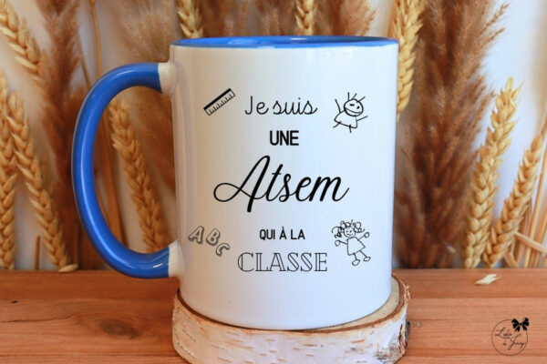 Mug personnalisé atsem, cadeau de fin d’année scolaire – maîtresse, maître, nounou