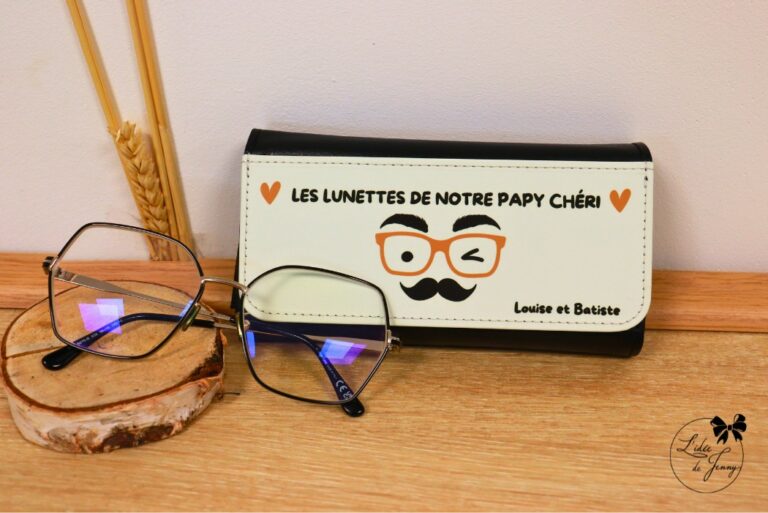 boîte à lunettes personnalisée pour Papi avec prénoms des petits-enfants