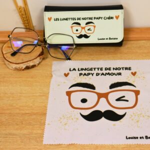 boîte à lunettes personnalisée pour Papi avec prénoms des petits-enfants