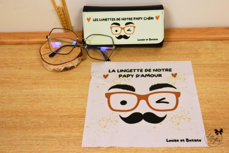 boîte à lunettes personnalisée pour Papi avec prénoms des petits-enfants