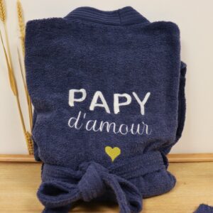 peignoir brodé pour Papi cadeau personnalisé fête des grands-pères