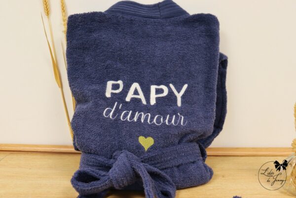 peignoir brodé pour Papi cadeau personnalisé fête des grands-pères