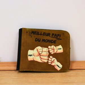 porte-monnaie Papi personnalisé avec prénoms des petits-enfants