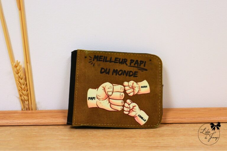 porte-monnaie Papi personnalisé avec prénoms des petits-enfants