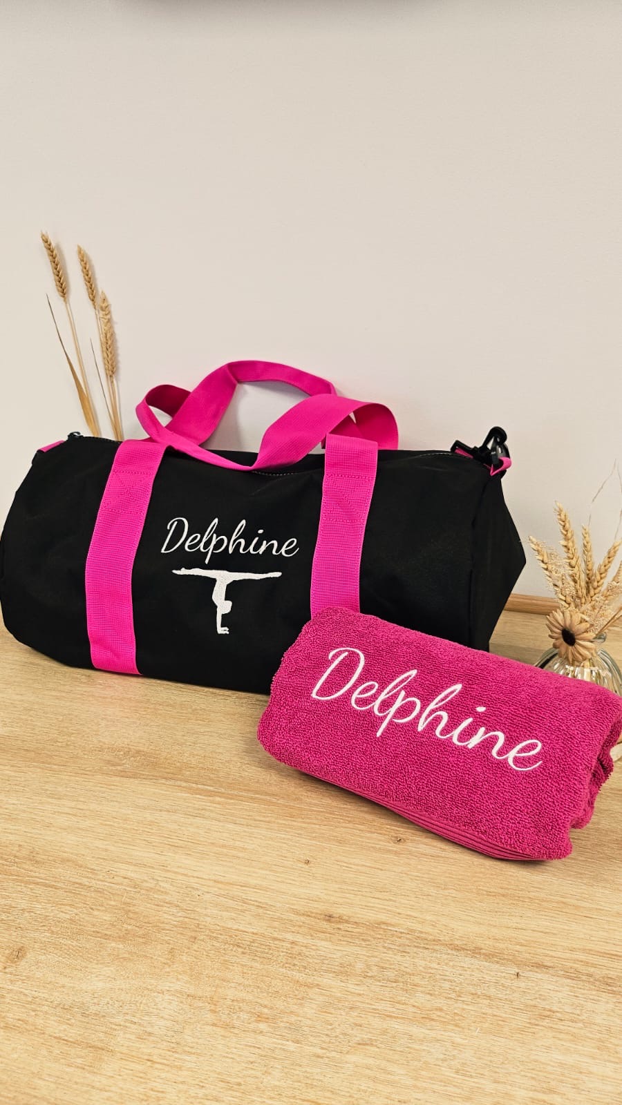 combo sac de sport et serviette brodé