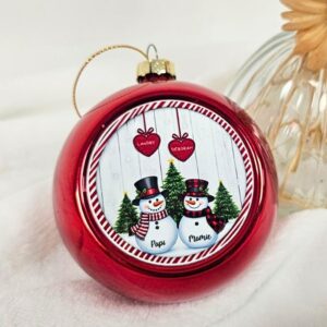 boule de Noël personnalisée bonhomme de neige