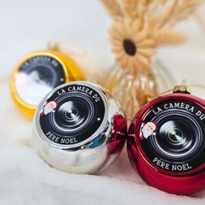 boule de Noël personnalisée caméra du Père Noël