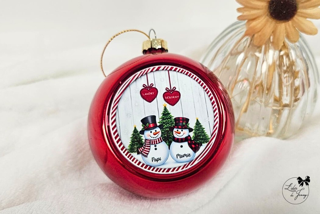 boule de Noël personnalisée bonhomme de neige