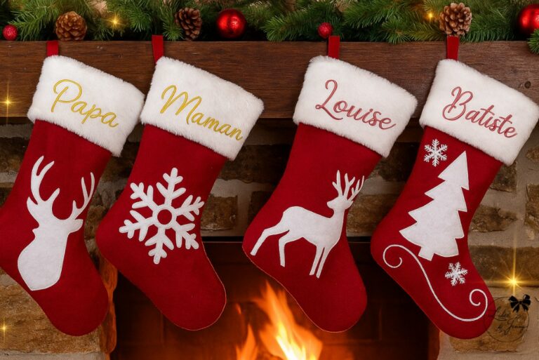 chaussettes de noel personnalisées brodées