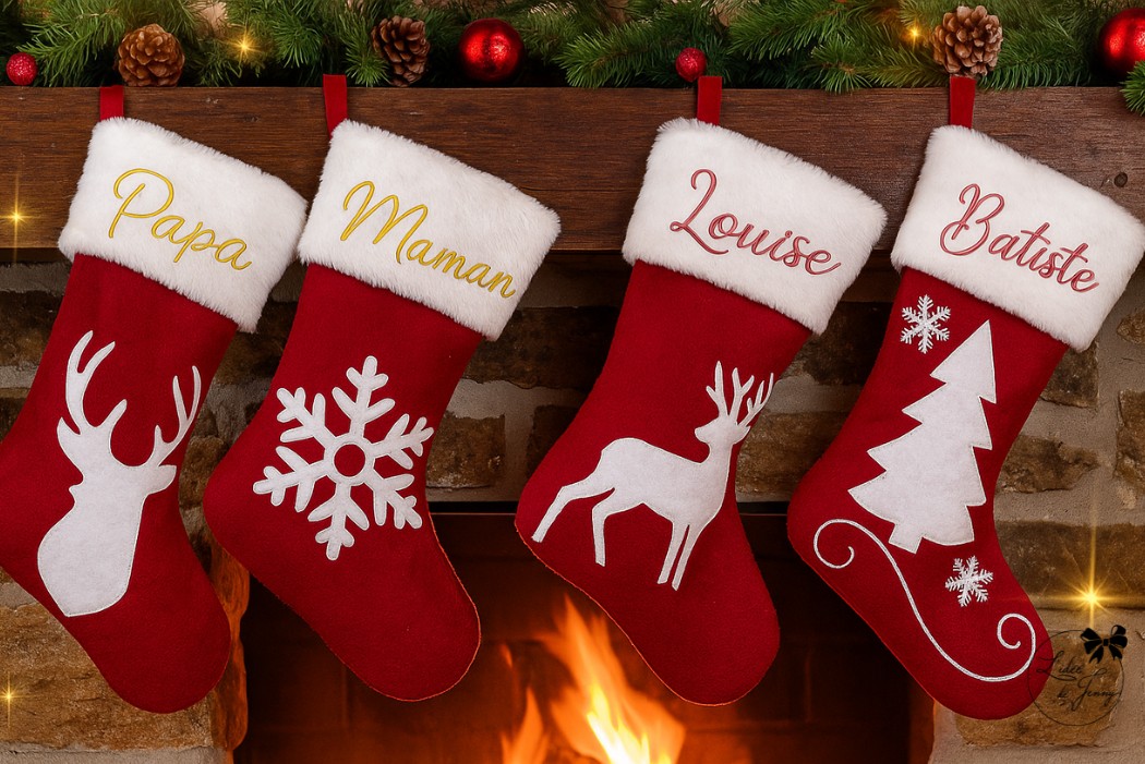 chaussettes de noel personnalisées brodées