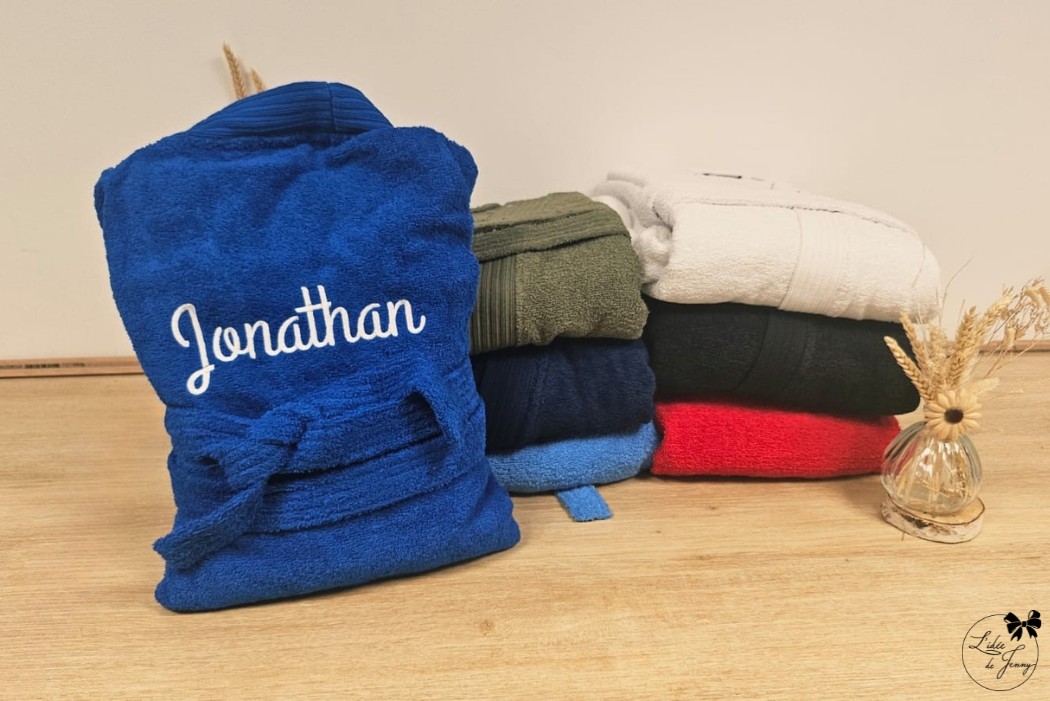 peignoir brodé, peignoir personnalisé, peignoir pour adulte