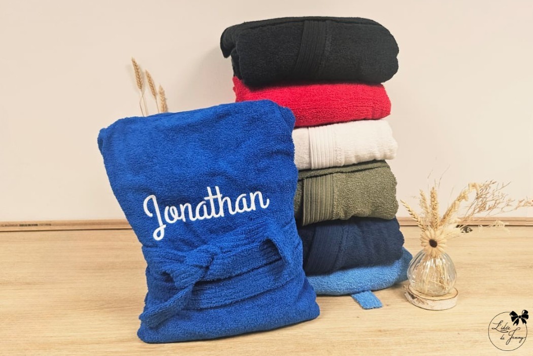 peignoir brodé, peignoir personnalisé, peignoir pour adulte