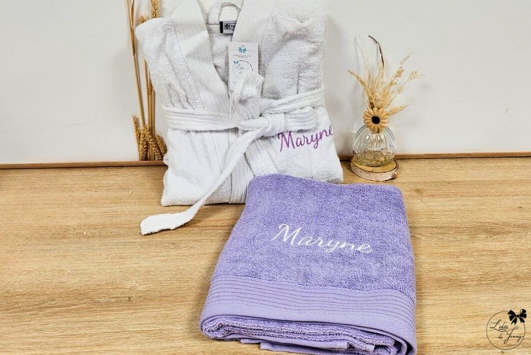 peignoir brodé, peignoir personnalisé, peignoir pour adulte