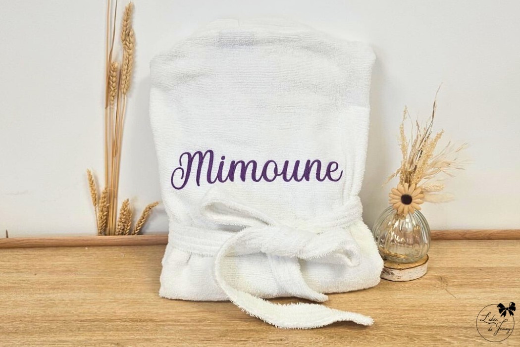 peignoir brodé, peignoir personnalisé, peignoir pour adulte