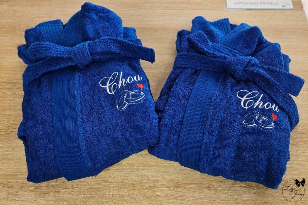 peignoir brodé, peignoir personnalisé, peignoir pour adulte