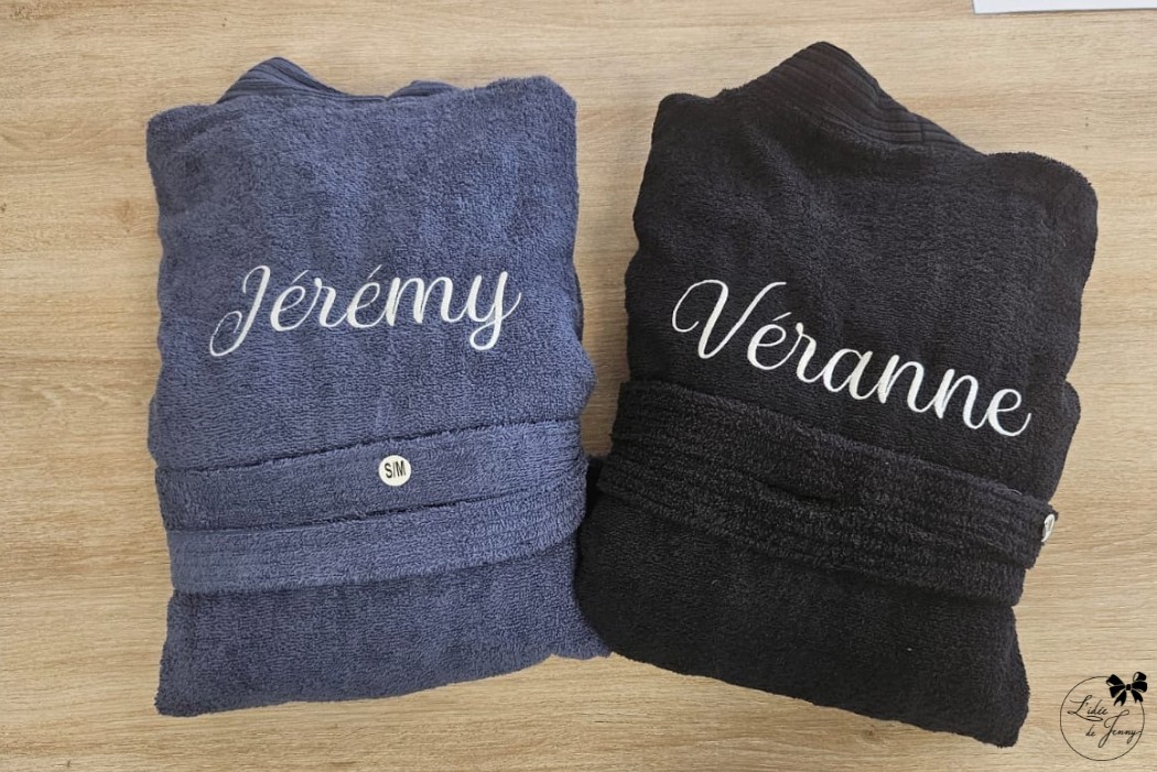 peignoir brodé, peignoir personnalisé, peignoir pour adulte