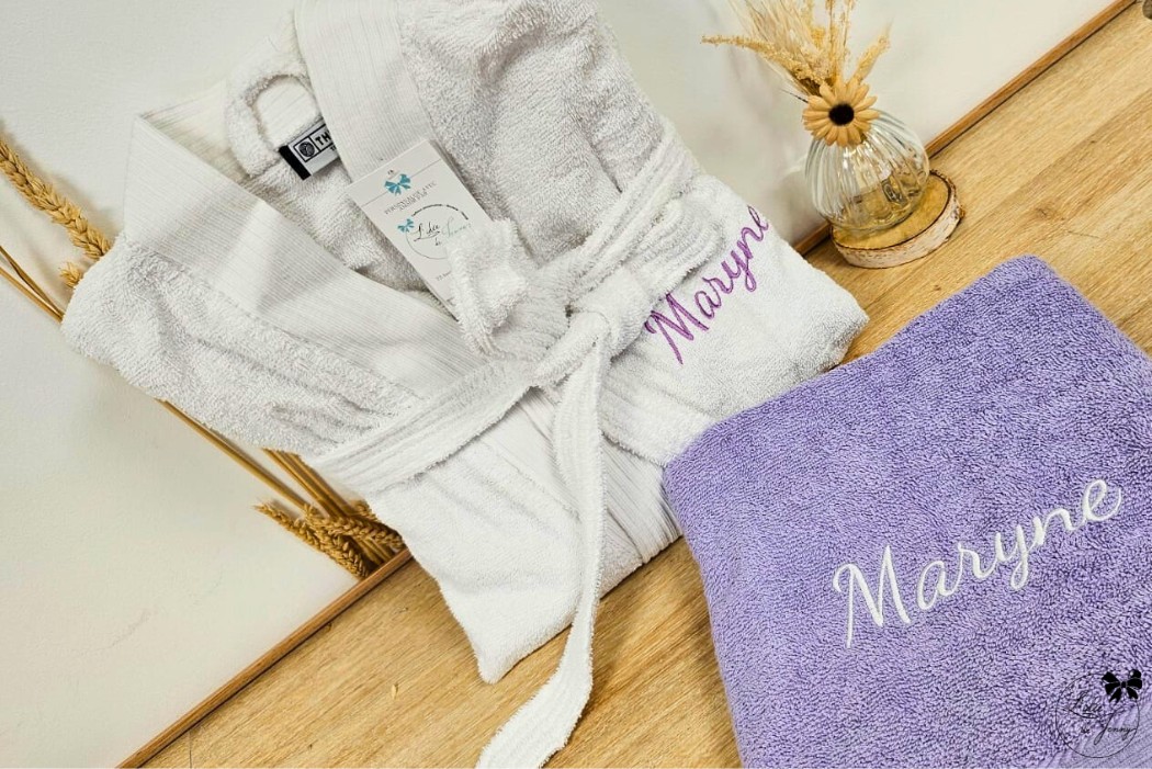 peignoir brodé, peignoir personnalisé, peignoir pour adulte