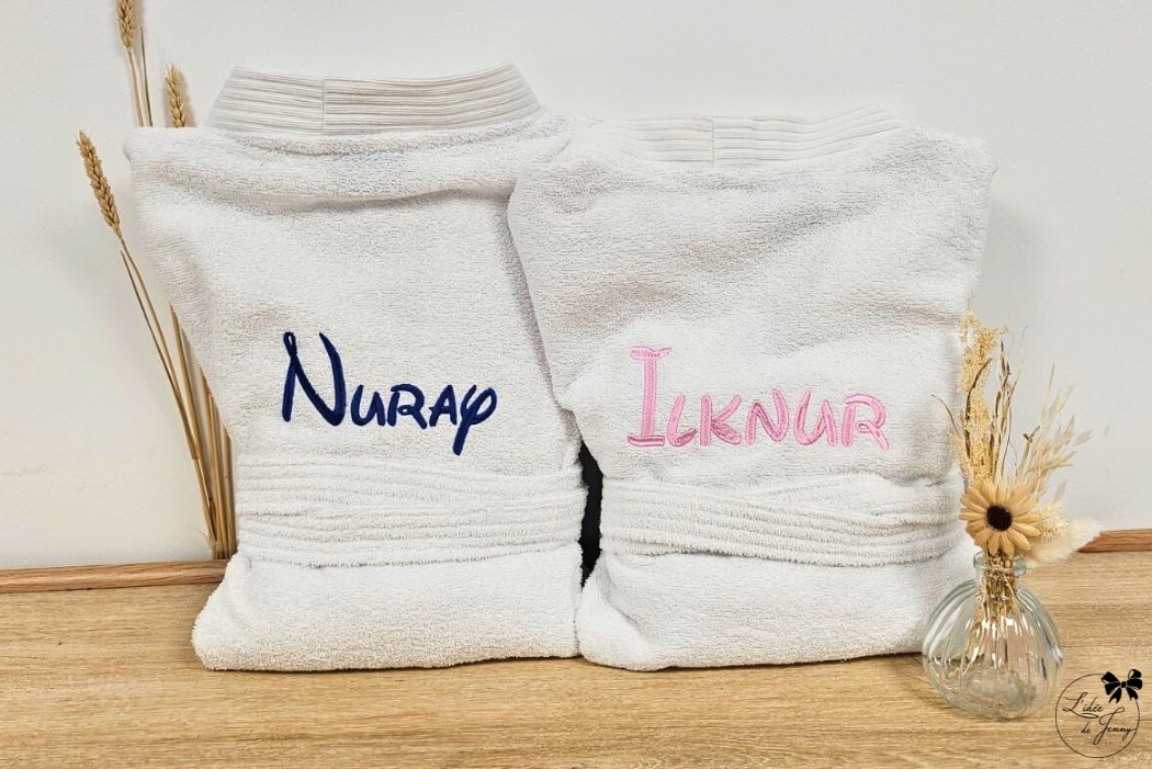 peignoir brodé, peignoir personnalisé, peignoir pour adulte