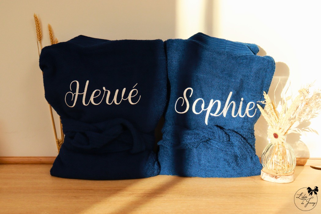 peignoir brodé, peignoir personnalisé, peignoir pour adulte