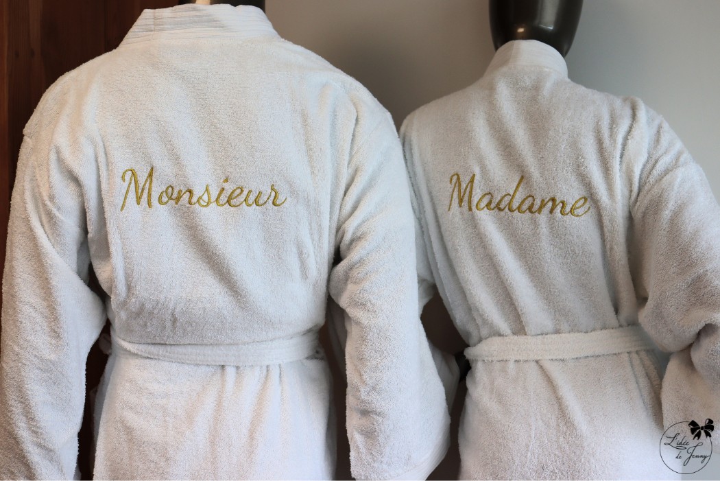 peignoir brodé, peignoir personnalisé, peignoir pour adulte