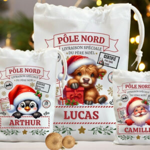 pochette cadeaux personnalisées, sac cadeaux de noel