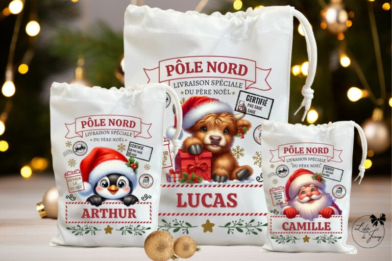 pochette cadeaux personnalisées, sac cadeaux de noel