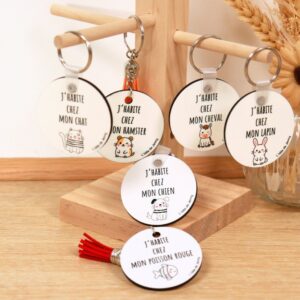 porte-clé animaux collection j'habite chez.. porte-clé humour