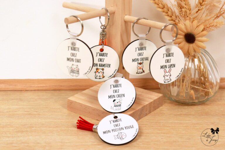 porte-clé animaux collection j'habite chez.. porte-clé humour