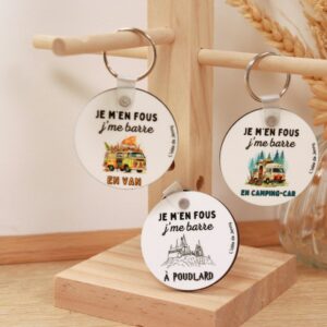 porte-clé drôle en bois – modèles humour van, magie et camping-car