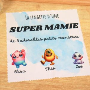 Lingette microfibre personnalisée Mamie avec prénom, cadeau mamie