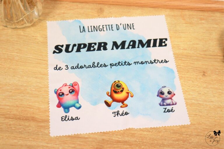 Lingette microfibre personnalisée Mamie avec prénom, cadeau mamie