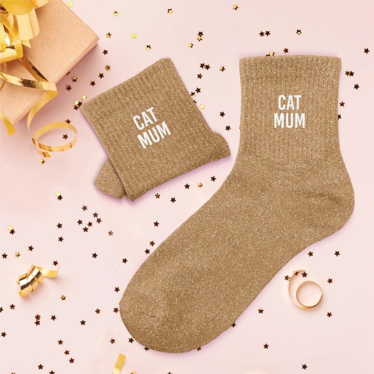 Chaussettes à paillettes femme cat mum