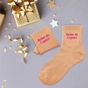 Chaussettes à paillettes femme reine de l'apéro