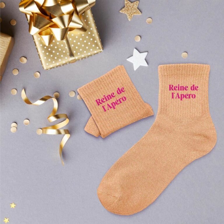 Chaussettes à paillettes femme reine de l'apéro